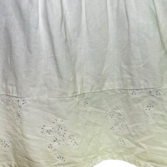 Mandarine Blue Linen White Eyelet Pin Tuck Top Medium Cottagecore Coastal - Picture 9 of 11